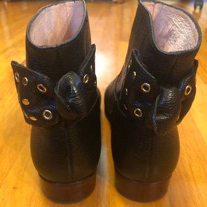Kate Spade Black Leather Booties with Bow 7.5